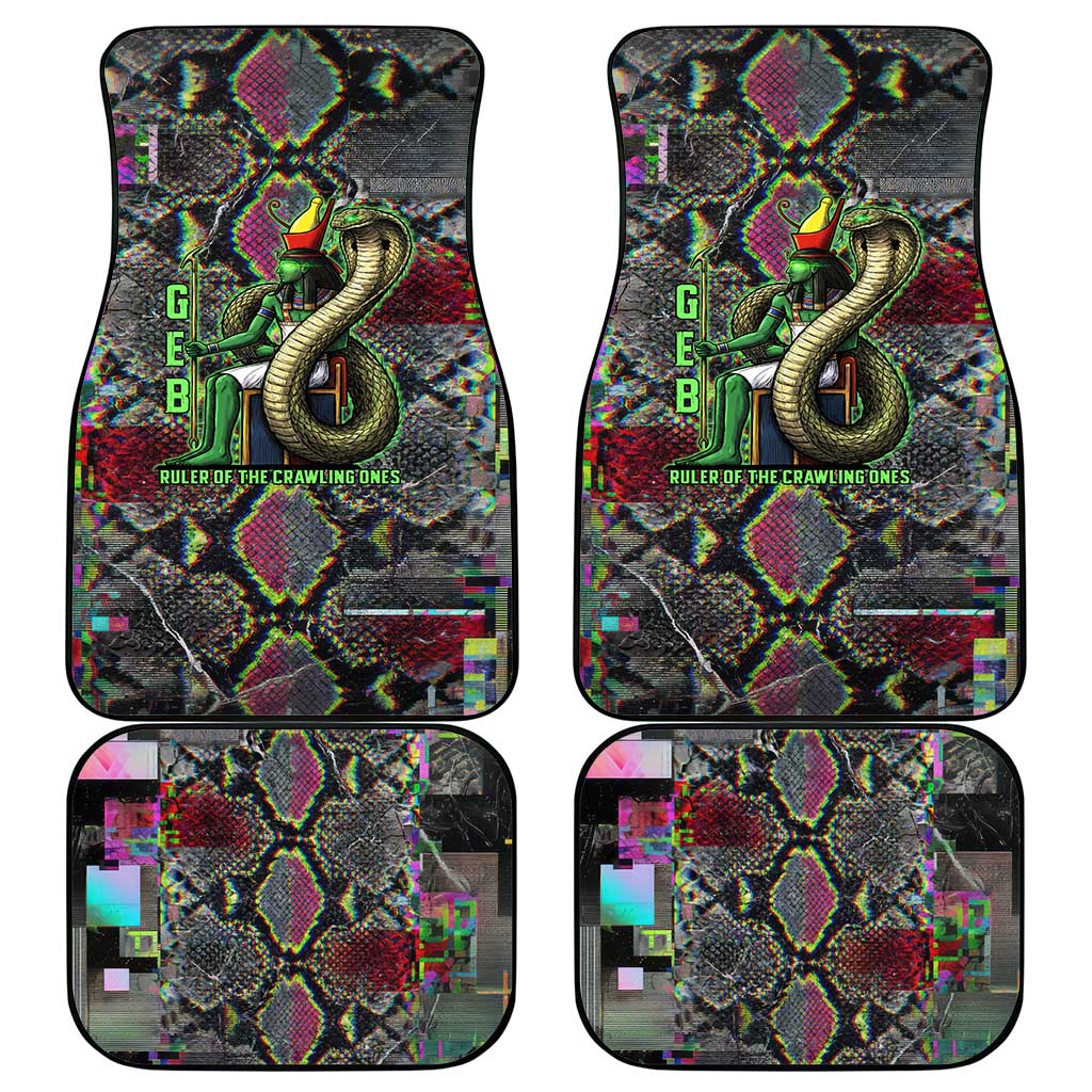 Geb Ancient Egyptian Car Mats with Serpent Throne and Snake Skin Texture Egyptian Earth God Tribute - African Pride