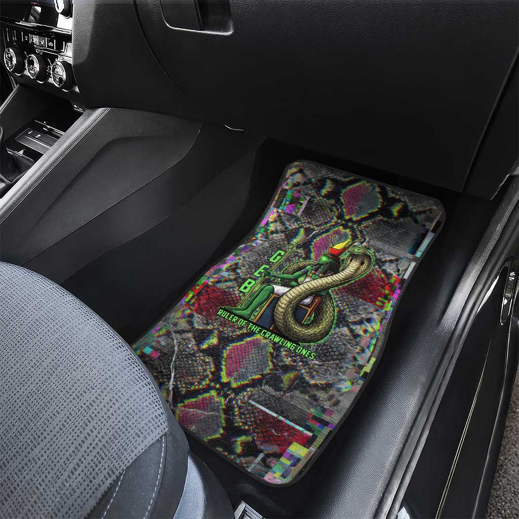 Geb Ancient Egyptian Car Mats with Serpent Throne and Snake Skin Texture Egyptian Earth God Tribute - African Pride