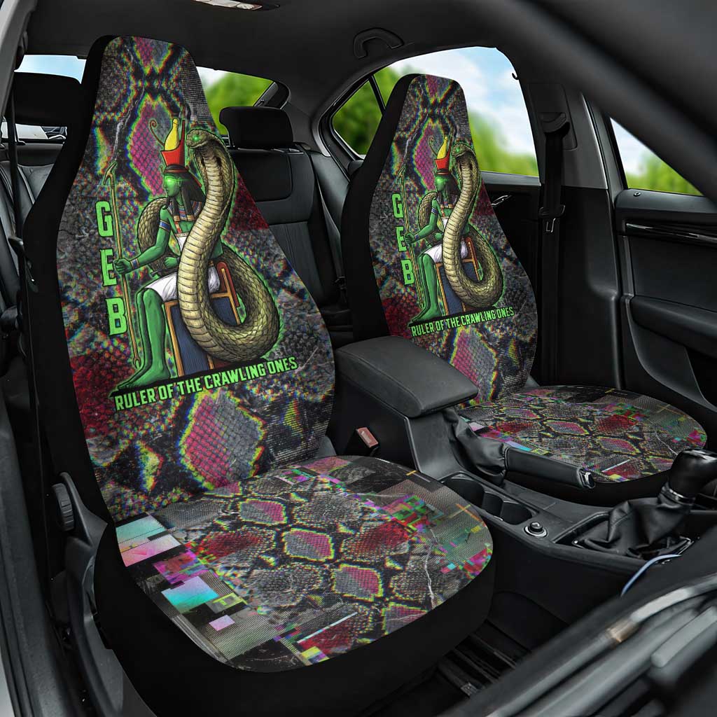 Geb Ancient Egyptian Car Seat Cover with Serpent Throne and Snake Skin Texture Egyptian Earth God Tribute - African Pride