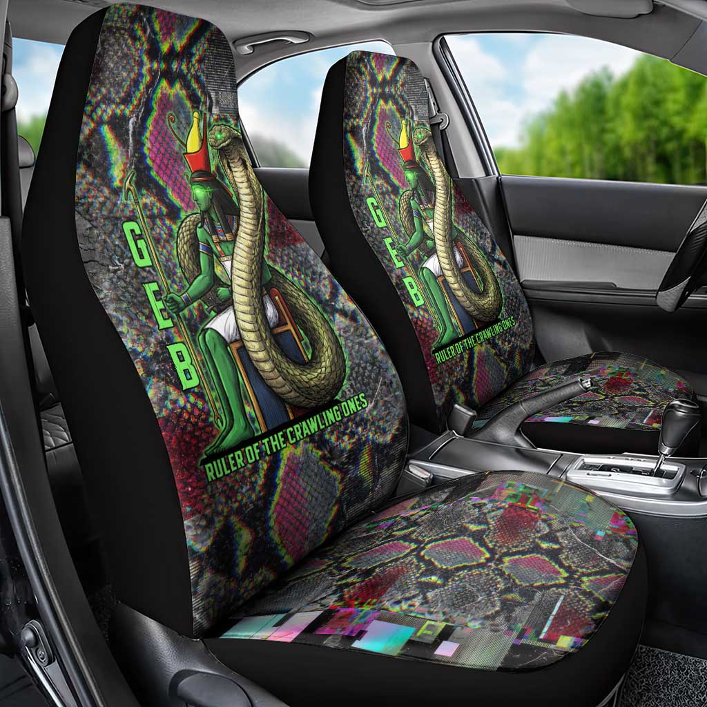 Geb Ancient Egyptian Car Seat Cover with Serpent Throne and Snake Skin Texture Egyptian Earth God Tribute - African Pride
