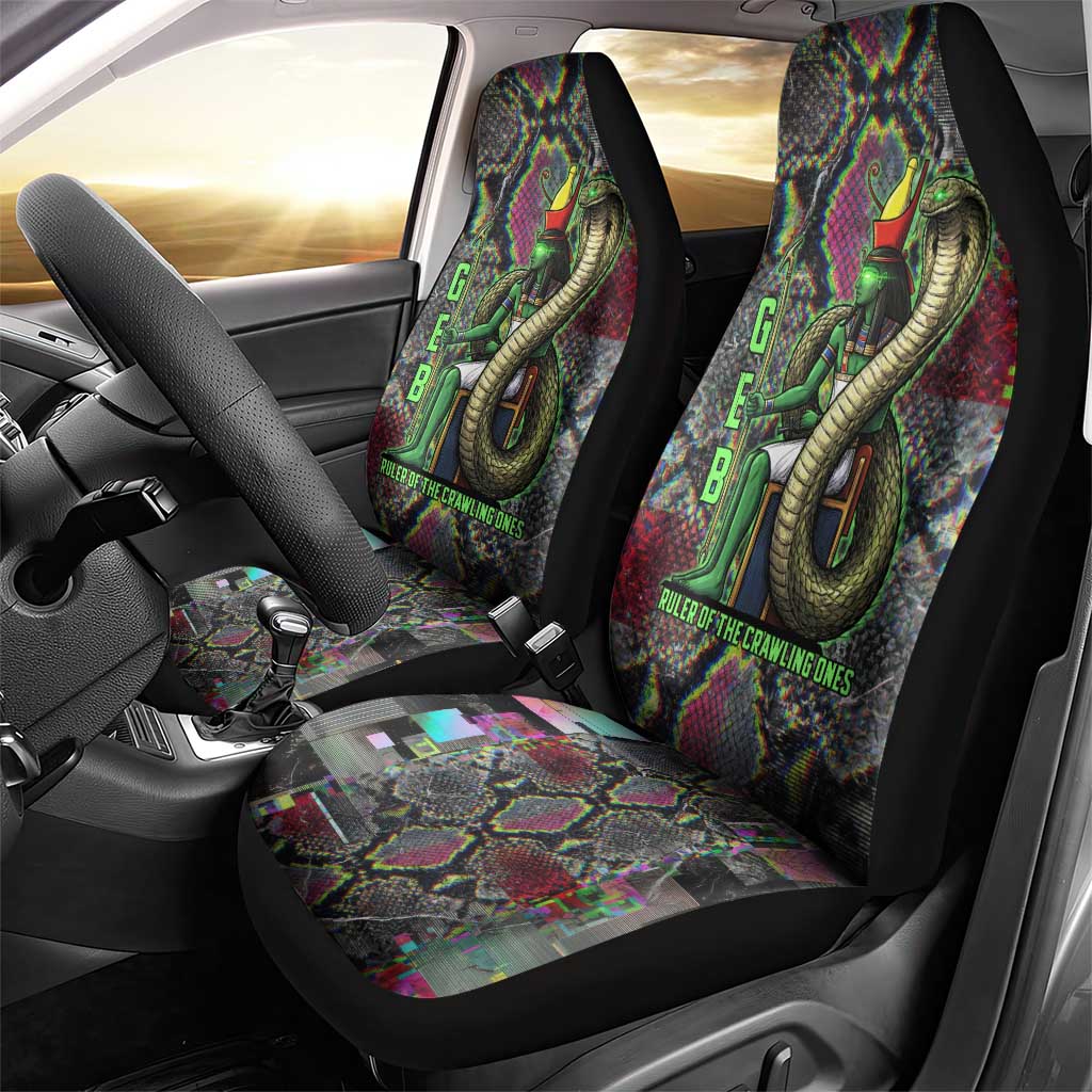 Geb Ancient Egyptian Car Seat Cover with Serpent Throne and Snake Skin Texture Egyptian Earth God Tribute - African Pride