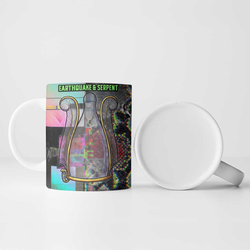 Geb Ancient Egyptian Ceramic Mug with Serpent Throne and Snake Skin Texture Egyptian Earth God Tribute - African Pride