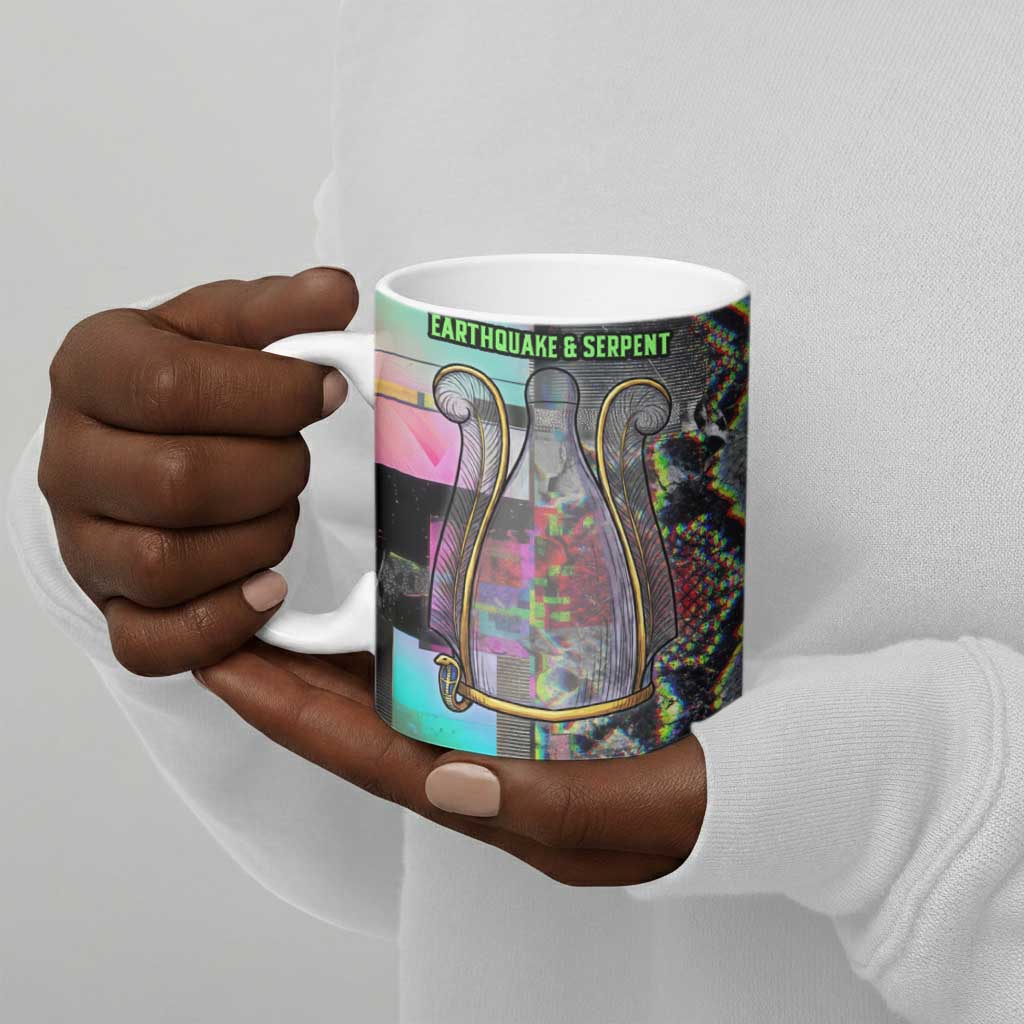 Geb Ancient Egyptian Ceramic Mug with Serpent Throne and Snake Skin Texture Egyptian Earth God Tribute - African Pride