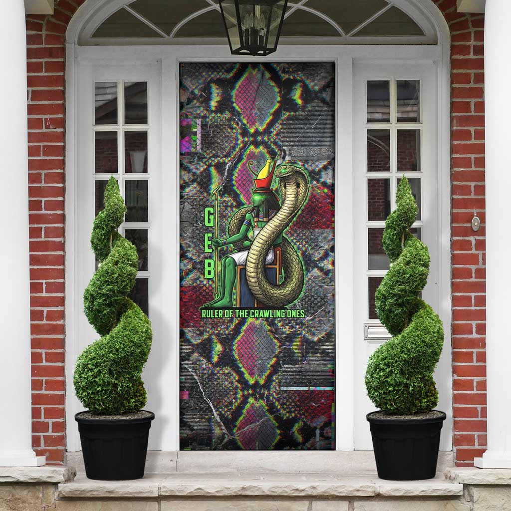 Geb Ancient Egyptian Door Cover with Serpent Throne and Snake Skin Texture Egyptian Earth God Tribute - African Pride