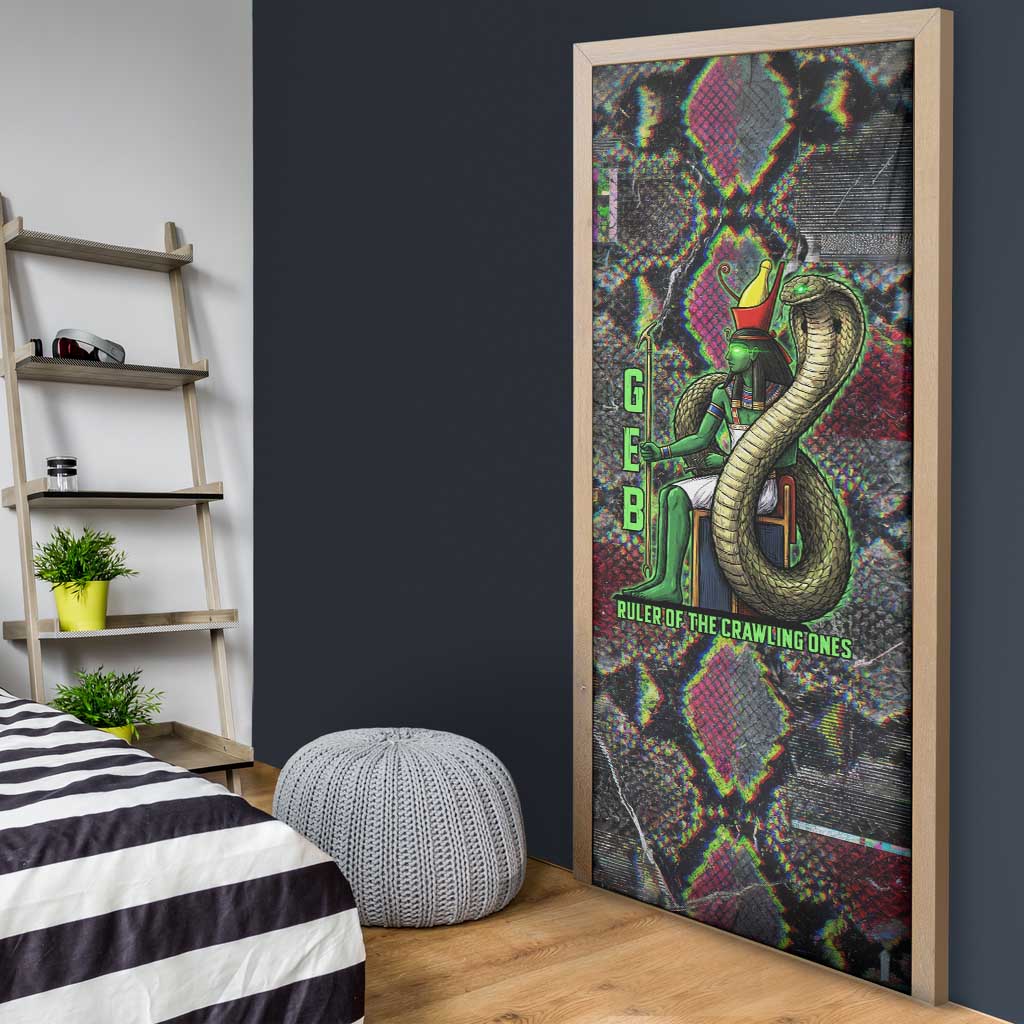 Geb Ancient Egyptian Door Cover with Serpent Throne and Snake Skin Texture Egyptian Earth God Tribute - African Pride