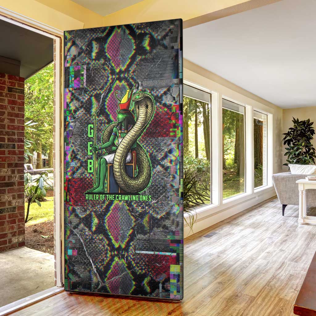 Geb Ancient Egyptian Door Cover with Serpent Throne and Snake Skin Texture Egyptian Earth God Tribute - African Pride