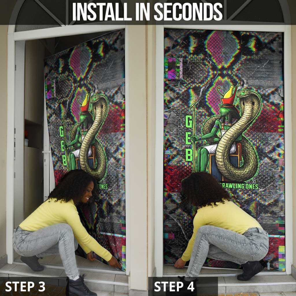 Geb Ancient Egyptian Door Cover with Serpent Throne and Snake Skin Texture Egyptian Earth God Tribute - African Pride