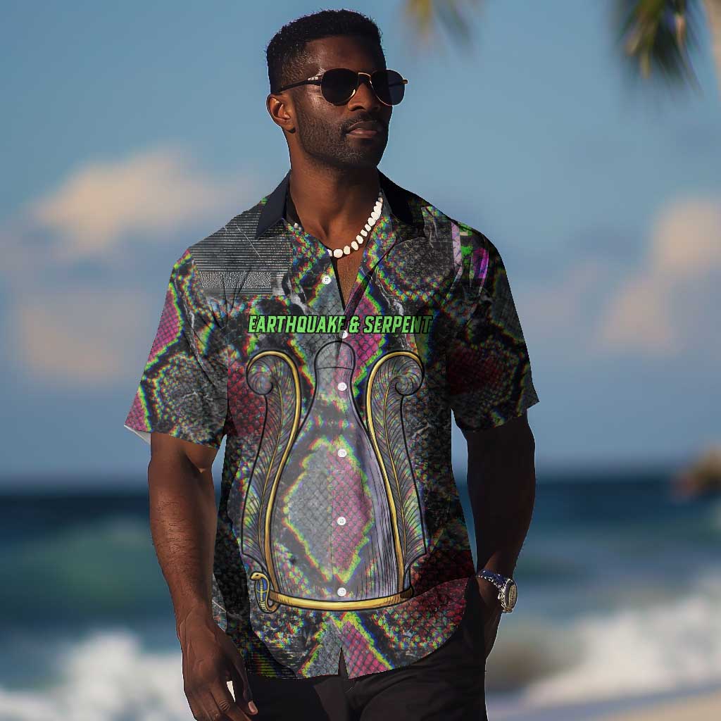 Geb Ancient Egyptian Hawaiian Shirt with Serpent Throne and Snake Skin Texture Egyptian Earth God Tribute - African Pride