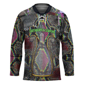Geb Ancient Egyptian Hockey Jersey with Serpent Throne and Snake Skin Texture Egyptian Earth God Tribute - African Pride