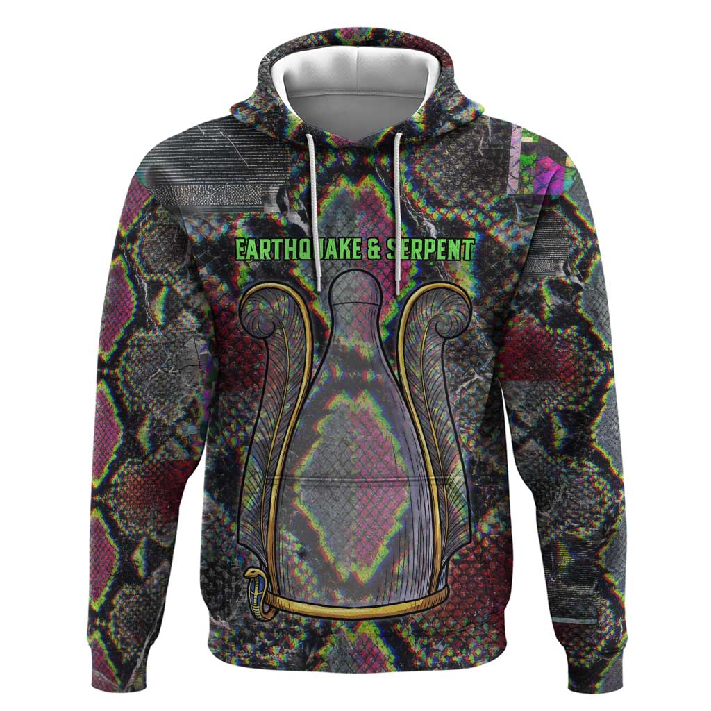 Geb Ancient Egyptian Hoodie with Serpent Throne and Snake Skin Texture Egyptian Earth God Tribute - African Pride