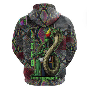 Geb Ancient Egyptian Hoodie with Serpent Throne and Snake Skin Texture Egyptian Earth God Tribute - African Pride