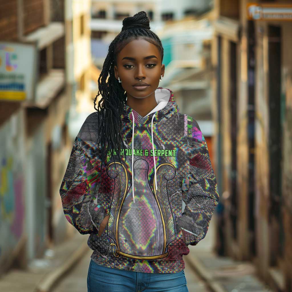 Geb Ancient Egyptian Hoodie with Serpent Throne and Snake Skin Texture Egyptian Earth God Tribute - African Pride