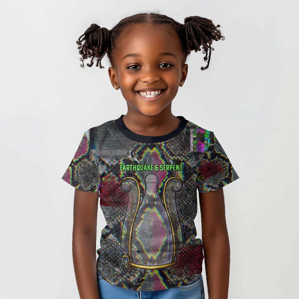 Geb Ancient Egyptian Kid T shirt with Serpent Throne and Snake Skin Texture Egyptian Earth God Tribute - African Pride