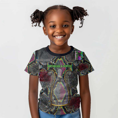 Geb Ancient Egyptian Kid T shirt with Serpent Throne and Snake Skin Texture Egyptian Earth God Tribute - African Pride