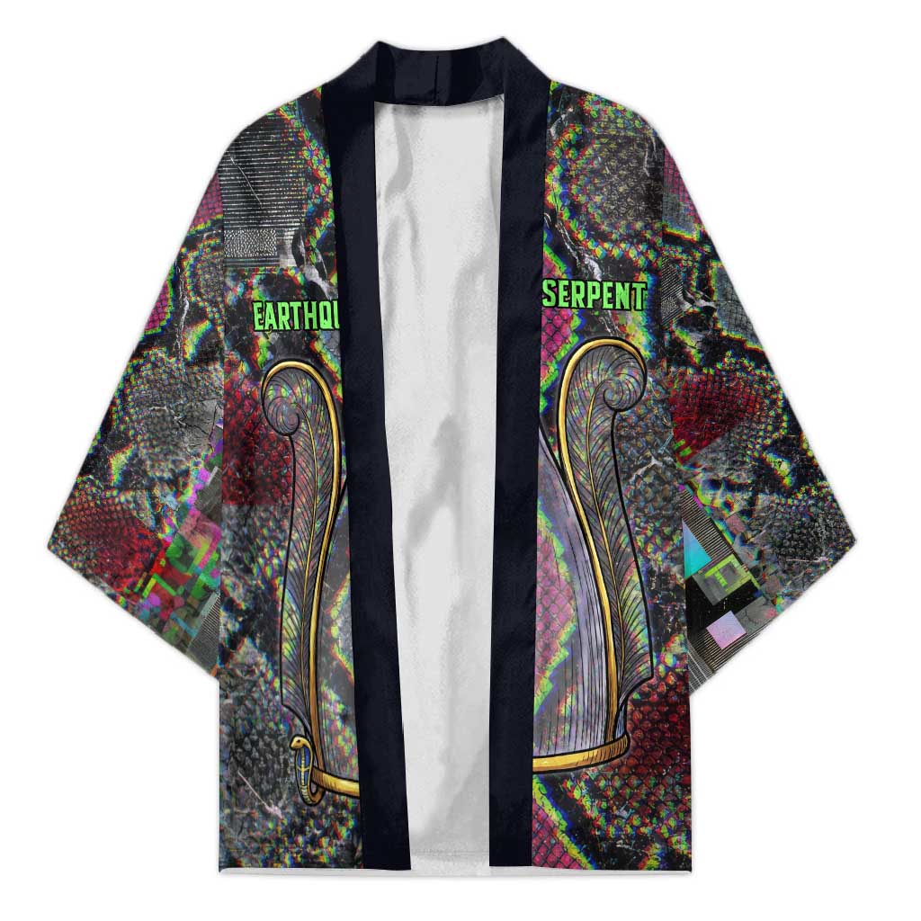 Geb Ancient Egyptian Kimono with Serpent Throne and Snake Skin Texture Egyptian Earth God Tribute - African Pride