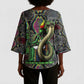 Geb Ancient Egyptian Kimono Sleeve Blouse with Serpent Throne and Snake Skin Texture Egyptian Earth God Tribute - African Pride