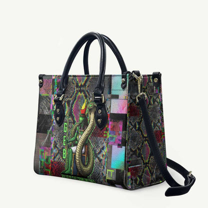 Geb Ancient Egyptian Leather Bag with Serpent Throne and Snake Skin Texture Egyptian Earth God Tribute - African Pride