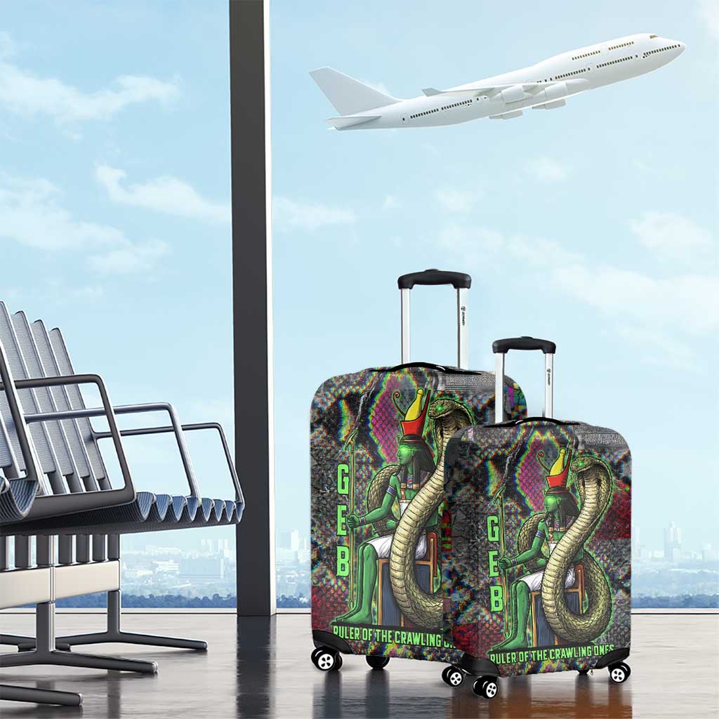 Geb Ancient Egyptian Luggage Cover with Serpent Throne and Snake Skin Texture Egyptian Earth God Tribute - African Pride