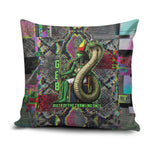 Geb Ancient Egyptian Pillow Cover with Serpent Throne and Snake Skin Texture Egyptian Earth God Tribute - African Pride