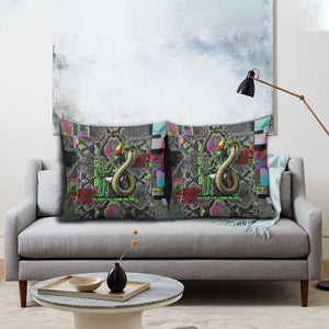 Geb Ancient Egyptian Pillow Cover with Serpent Throne and Snake Skin Texture Egyptian Earth God Tribute - African Pride