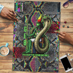 Geb Ancient Egyptian Puzzle with Serpent Throne and Snake Skin Texture Egyptian Earth God Tribute - African Pride