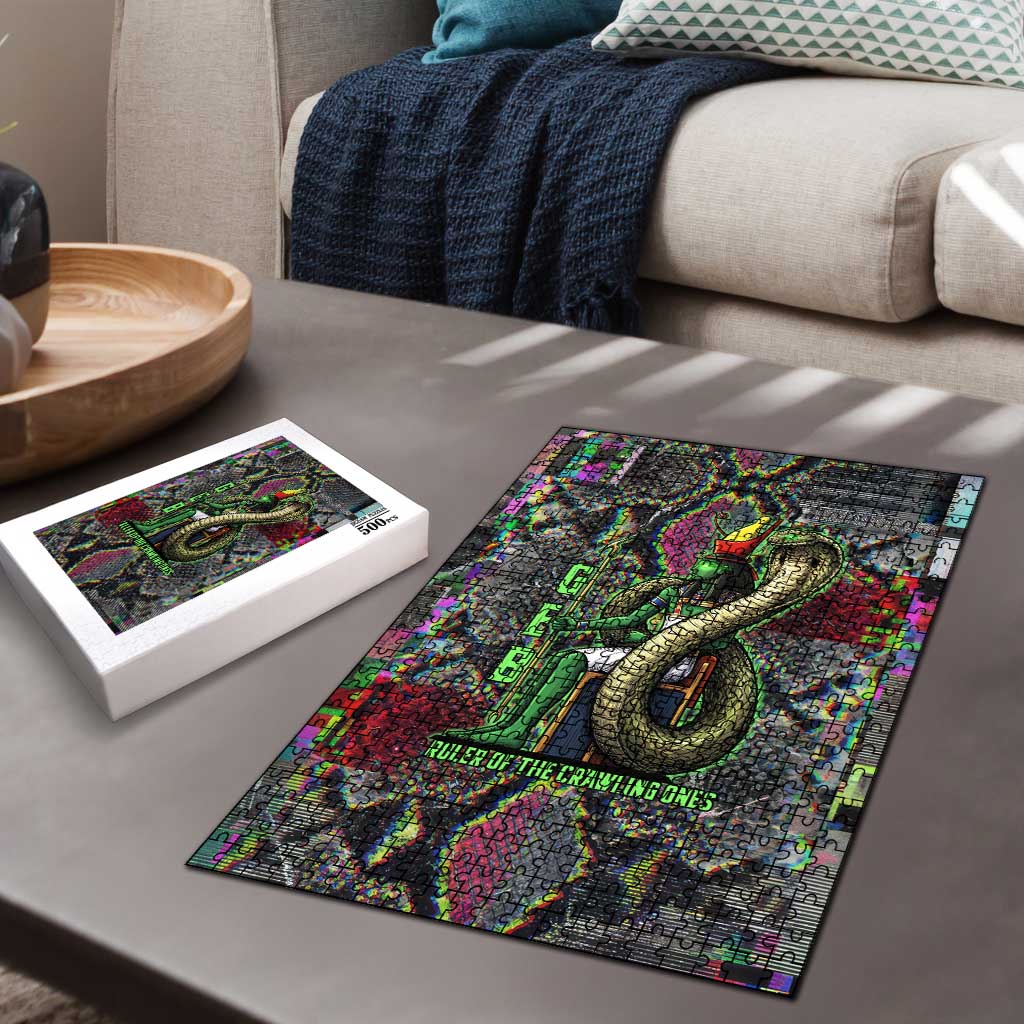 Geb Ancient Egyptian Puzzle with Serpent Throne and Snake Skin Texture Egyptian Earth God Tribute - African Pride