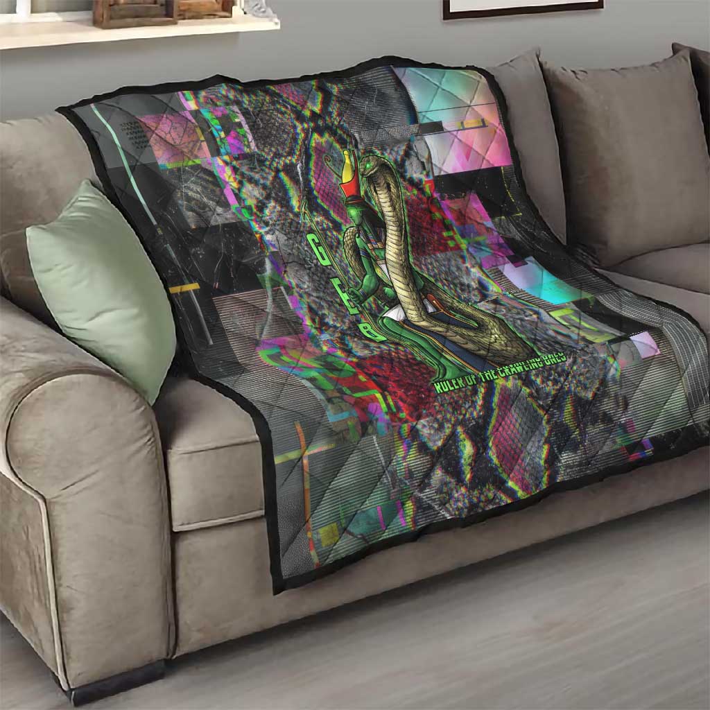 Geb Ancient Egyptian Quilt with Serpent Throne and Snake Skin Texture Egyptian Earth God Tribute - African Pride
