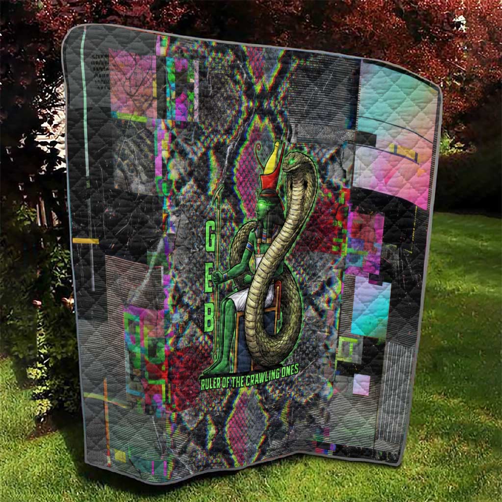 Geb Ancient Egyptian Quilt with Serpent Throne and Snake Skin Texture Egyptian Earth God Tribute - African Pride