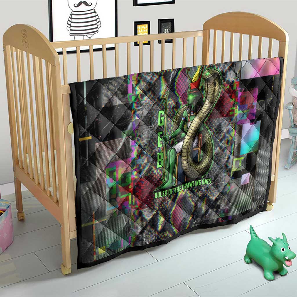 Geb Ancient Egyptian Quilt with Serpent Throne and Snake Skin Texture Egyptian Earth God Tribute - African Pride