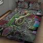 Geb Ancient Egyptian Quilt Bed Set with Serpent Throne and Snake Skin Texture Egyptian Earth God Tribute - African Pride