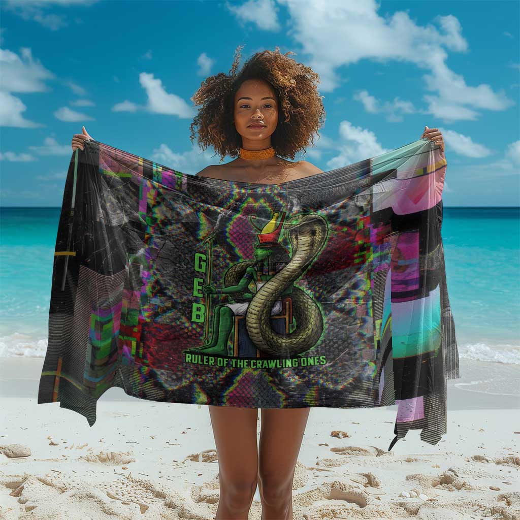 Geb Ancient Egyptian Sarong with Serpent Throne and Snake Skin Texture Egyptian Earth God Tribute - African Pride