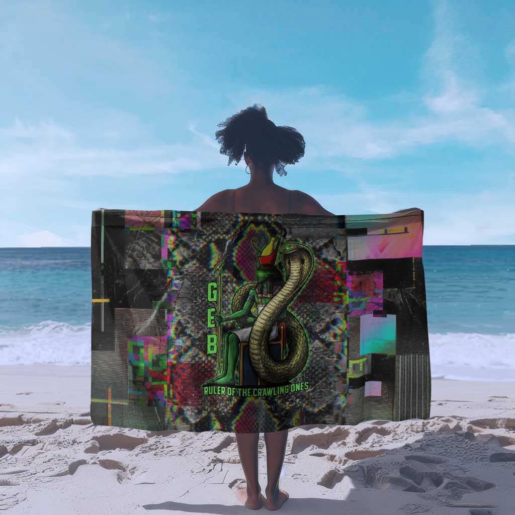 Geb Ancient Egyptian Sarong with Serpent Throne and Snake Skin Texture Egyptian Earth God Tribute - African Pride