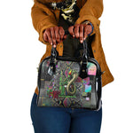 Geb Ancient Egyptian Shoulder Handbag with Serpent Throne and Snake Skin Texture Egyptian Earth God Tribute - African Pride