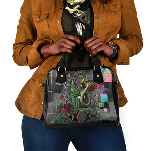Geb Ancient Egyptian Shoulder Handbag with Serpent Throne and Snake Skin Texture Egyptian Earth God Tribute - African Pride
