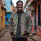 Geb Ancient Egyptian Sleeve Zip Bomber Jacket with Serpent Throne and Snake Skin Texture Egyptian Earth God Tribute - African Pride