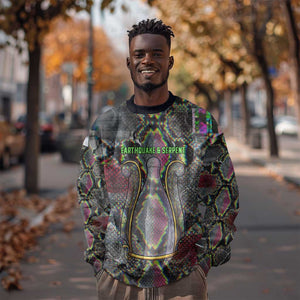 Geb Ancient Egyptian Sweatshirt with Serpent Throne and Snake Skin Texture Egyptian Earth God Tribute - African Pride