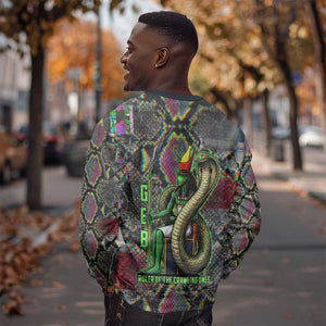 Geb Ancient Egyptian Sweatshirt with Serpent Throne and Snake Skin Texture Egyptian Earth God Tribute - African Pride