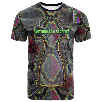 Geb Ancient Egyptian T shirt with Serpent Throne and Snake Skin Texture Egyptian Earth God Tribute - African Pride