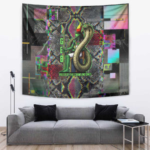 Geb Ancient Egyptian Tapestry with Serpent Throne and Snake Skin Texture Egyptian Earth God Tribute - African Pride