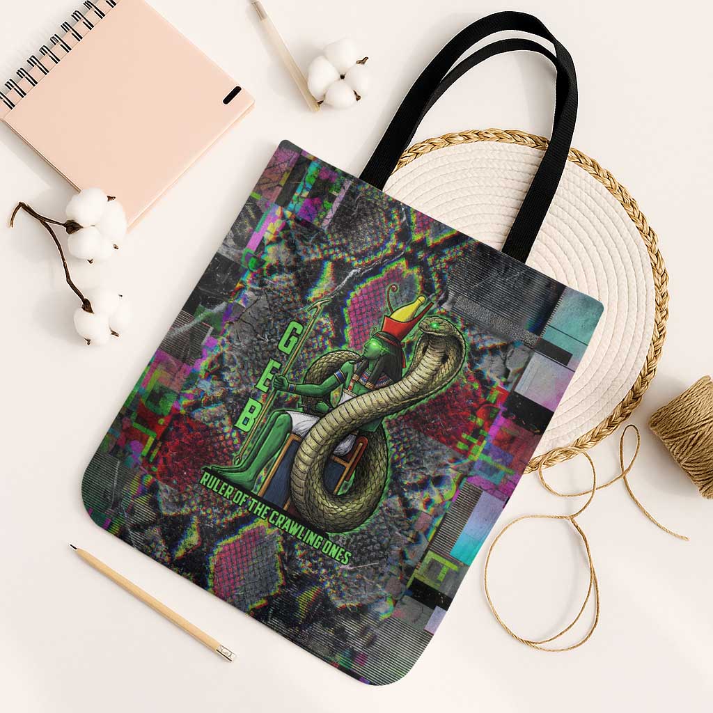 Geb Ancient Egyptian Tote Bag with Serpent Throne and Snake Skin Texture Egyptian Earth God Tribute - African Pride
