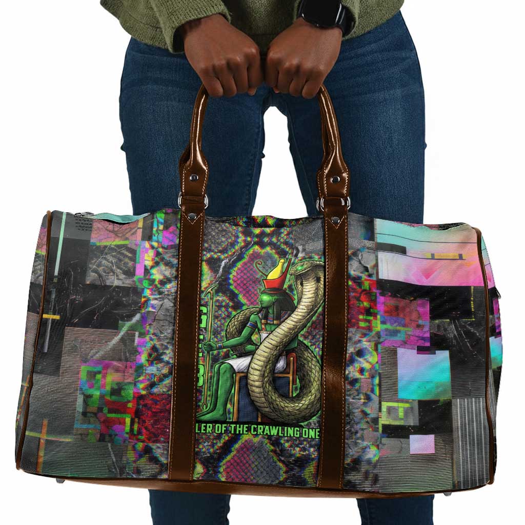 Geb Ancient Egyptian Travel Bag with Serpent Throne and Snake Skin Texture Egyptian Earth God Tribute - African Pride