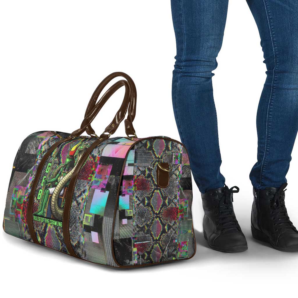 Geb Ancient Egyptian Travel Bag with Serpent Throne and Snake Skin Texture Egyptian Earth God Tribute - African Pride