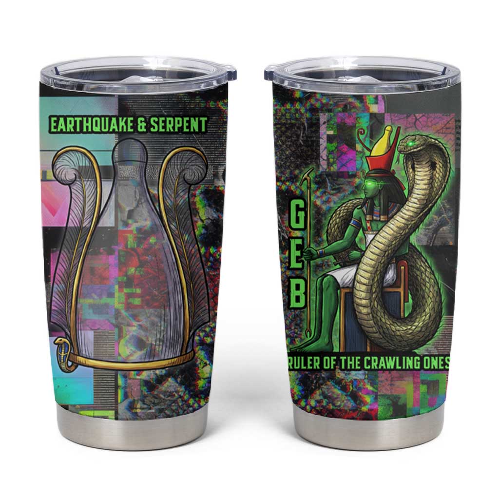 Geb Ancient Egyptian Tumbler Cup with Serpent Throne and Snake Skin Texture Egyptian Earth God Tribute - African Pride