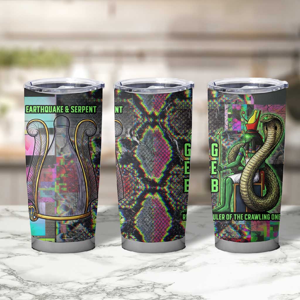 Geb Ancient Egyptian Tumbler Cup with Serpent Throne and Snake Skin Texture Egyptian Earth God Tribute - African Pride