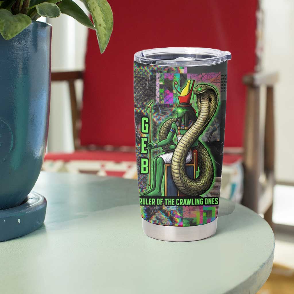 Geb Ancient Egyptian Tumbler Cup with Serpent Throne and Snake Skin Texture Egyptian Earth God Tribute - African Pride
