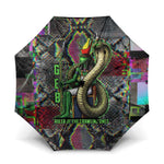 Geb Ancient Egyptian Umbrella with Serpent Throne and Snake Skin Texture Egyptian Earth God Tribute - African Pride