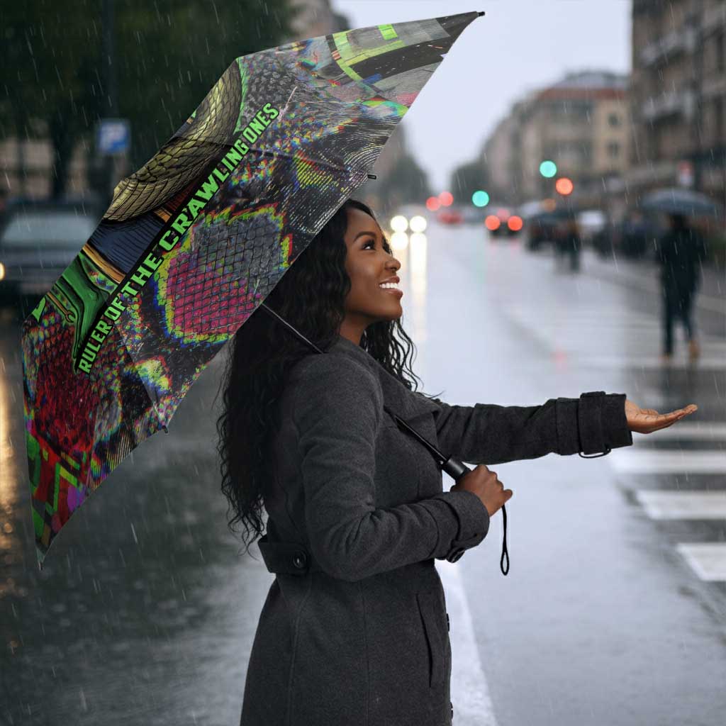 Geb Ancient Egyptian Umbrella with Serpent Throne and Snake Skin Texture Egyptian Earth God Tribute - African Pride