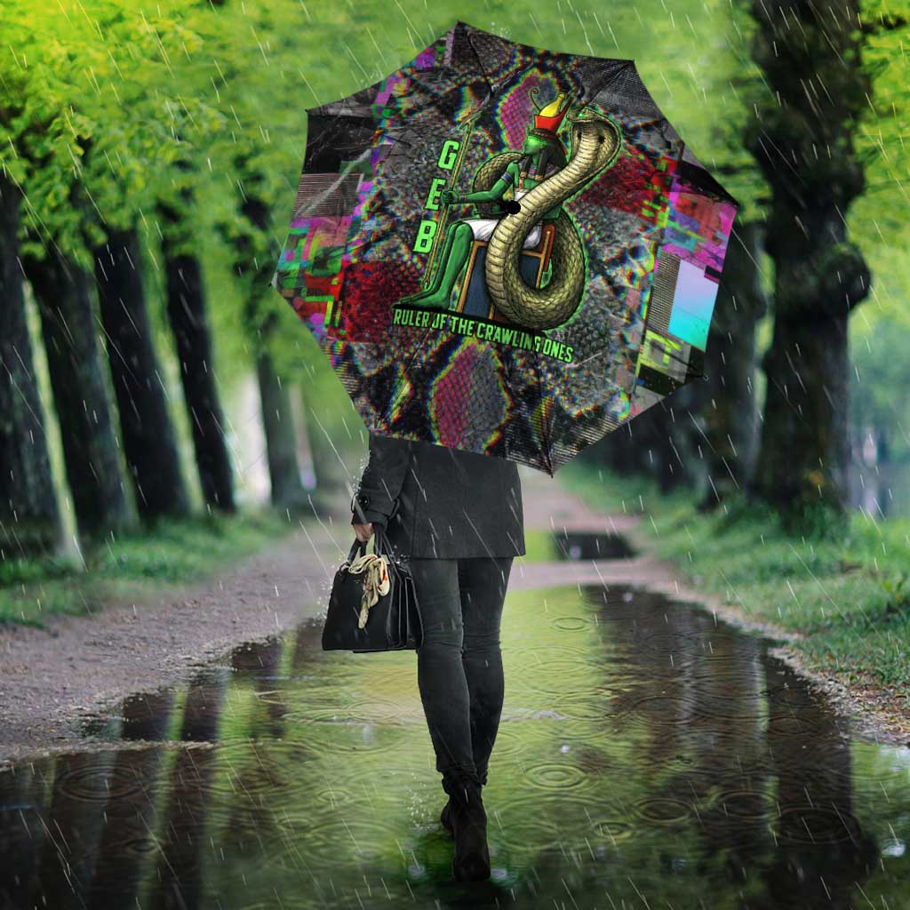 Geb Ancient Egyptian Umbrella with Serpent Throne and Snake Skin Texture Egyptian Earth God Tribute - African Pride