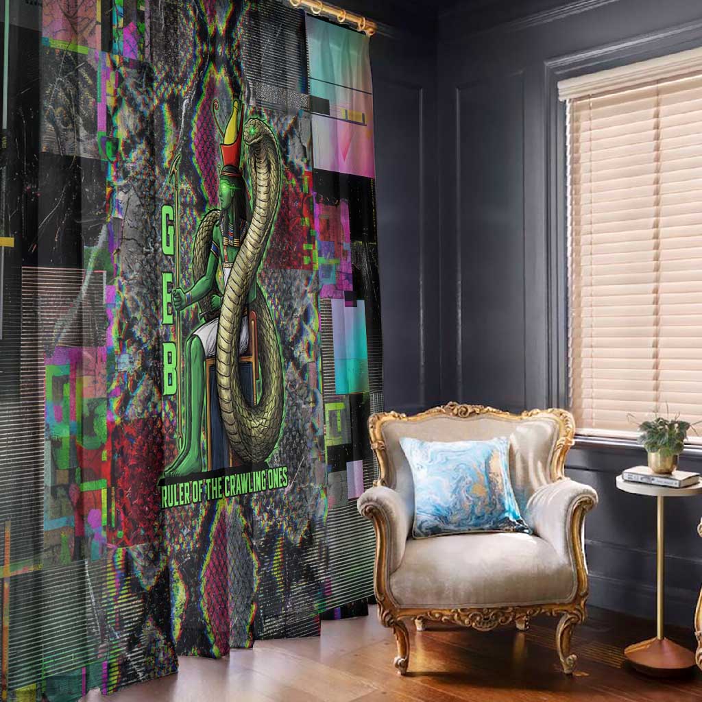 Geb Ancient Egyptian Window Curtain with Serpent Throne and Snake Skin Texture Egyptian Earth God Tribute - African Pride