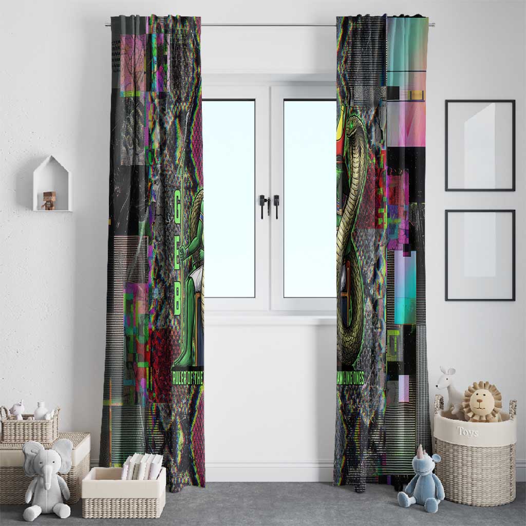 Geb Ancient Egyptian Window Curtain with Serpent Throne and Snake Skin Texture Egyptian Earth God Tribute - African Pride